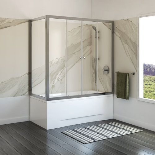 A&E Bath and Shower 59'' W 78'' H Framed Rectangle Reversible Tub